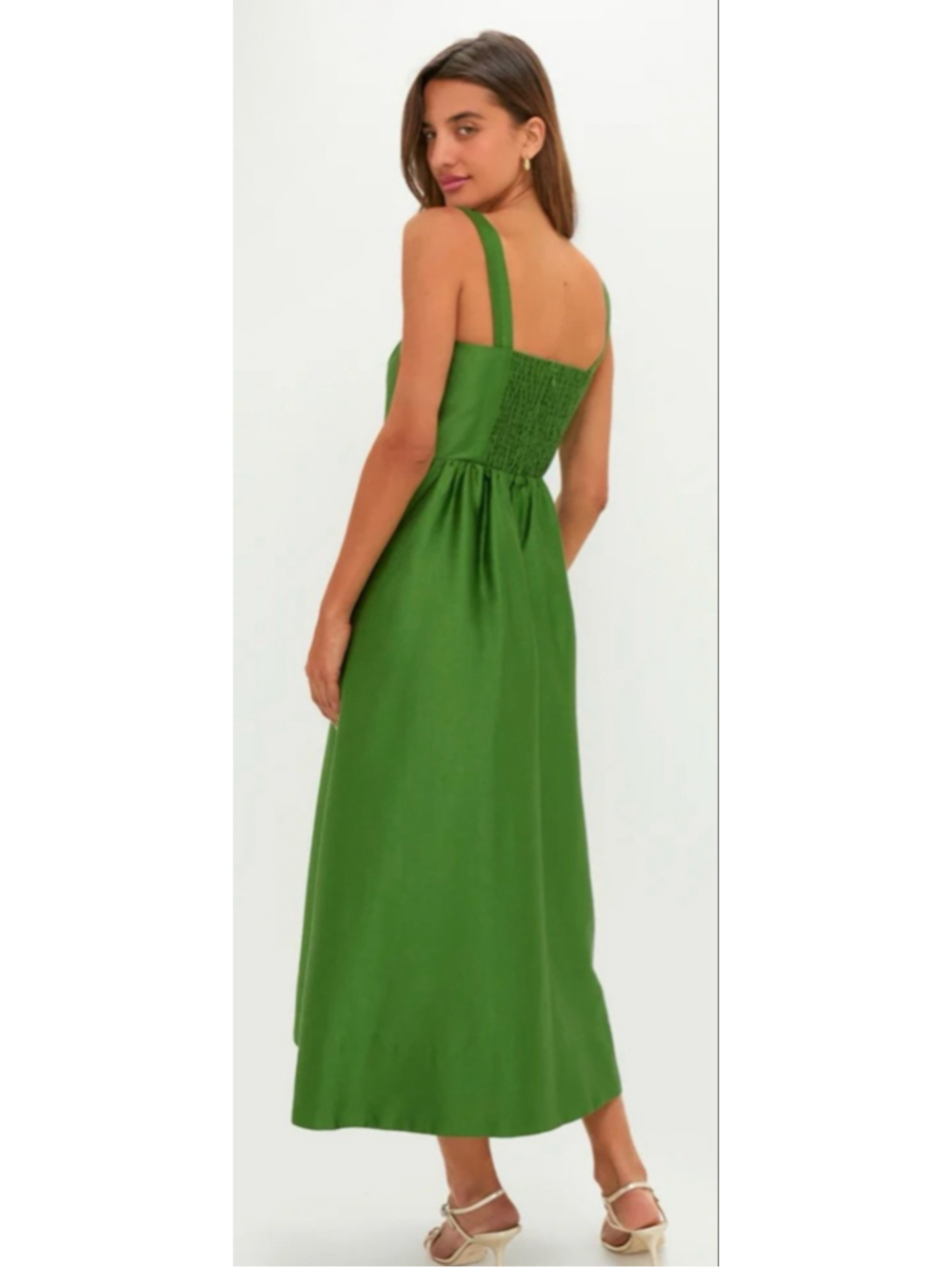 NWT Tuckernuck Emerald Green Dupioni Esme Midi Dress M - Picture 5 of 7